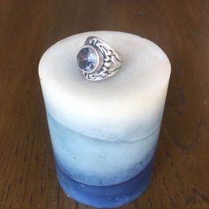 Large ring, grey and silver - size 7 1/2